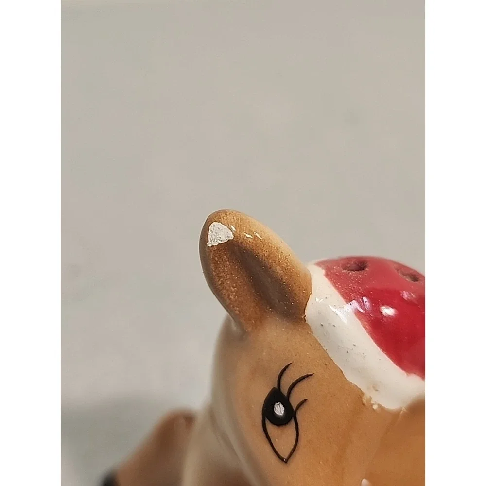Vintage Salt And Pepper Shakers Holiday Deer Fawn‎ Spotted